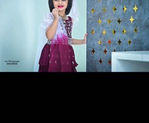 Girls' Maroon Tiered Sharara Set