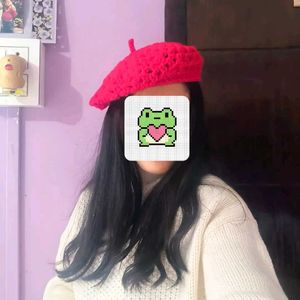 Handmade Crochet Red Beret Hat