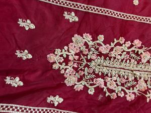 luxury Maroon pakistani suit with beautiful heavy