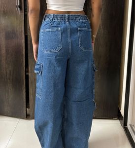 Baggy Blue Denim Cargo Jeans