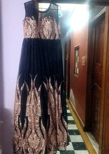 Elegant Black & Gold Cocktail Gown