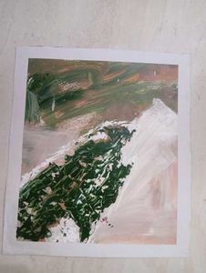 Abstract Green and White Painting(hand-painted)