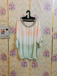 🇳🇿💫🎀 Elegant top with Embellished Neckline
