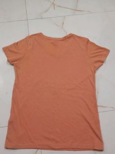 Orange V-Neck Graphic T-Shirt