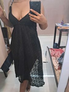 Sexy Lace V neck Black Dress♥️