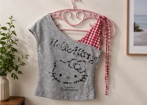 Cute Hello Kitty One-Shoulder Top