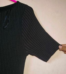anko Black Ribbed Midi Dress