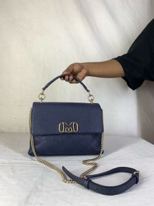 Metrocity Navy Blue Quilted Leather Crossbody Bag