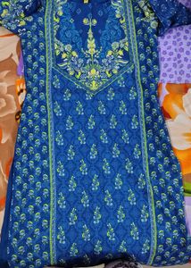 Beautiful Blue Printed  long Kurta