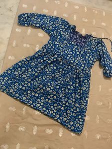 Blue Floral Print Dress