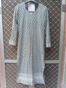 It's Grey Chikankaari And Sitaara Work Kurta For W