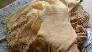pure Georgette yellowish golden Saree
