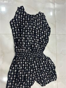 Black Floral Print Romper