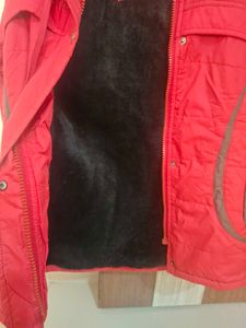 Red Fur Hooded Winter Jacket