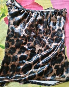 Velvet Leopard Print Strapless Top