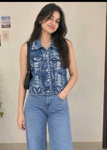 Distressed Denim Vest