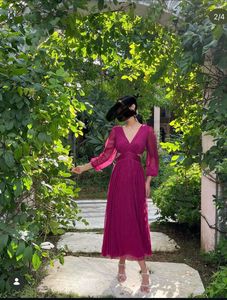 Elegant Magenta Cut-Out Midi Dress