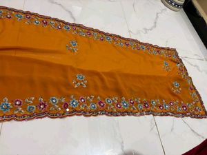 Designer Yellow Embroidered Saree
