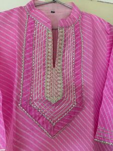Beautiful Pink Leheriya Kurta