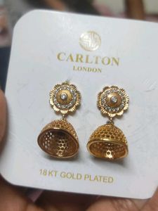 Carlton London Gold Plated Jhumka Earrings