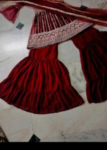 heavy zari work pure georgette kurta sharara set