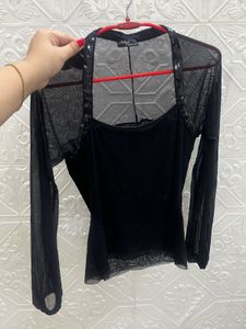 Chic Black Mesh Top (price dropped!) Sequin d