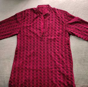 Men's Embroided Red Kurta