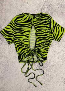 Neon Zebra Print Cropped Top