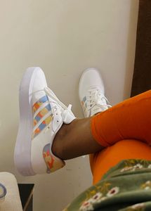 Adidas White Sneakers with Colorful Accents