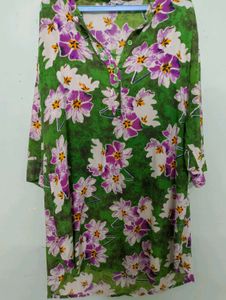 Floral Green cotton Tunic Top