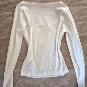 ⋆˚꩜｡white ribbed lace long sleeve top 🧸