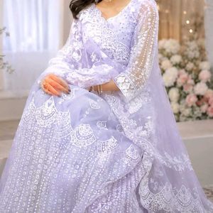 Elegant Lavender Embroidered Lehenga Choli