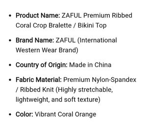 ZAFUL Premium Ribbed Coral Crop Bralette / Bikini