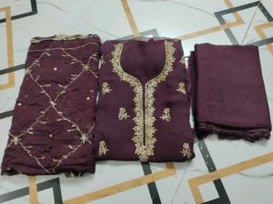 beutiful burgandy  embroidered handwork suit
