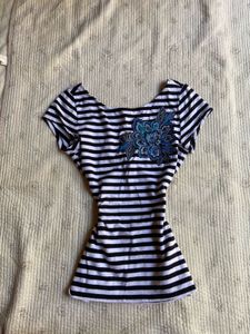 y2k stripped fitted vintage top