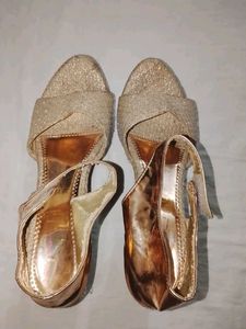Sparkling silver gold Wedge Sandals