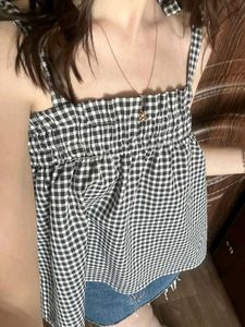 Gingham Ruffle Top y2k cute shoujo