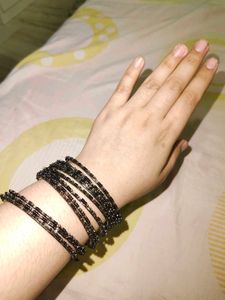 Black Beaded Bangles Set