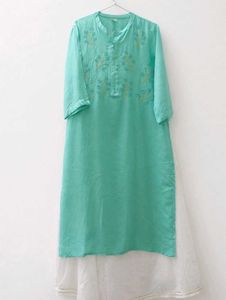 🩵Sky Blue Kurta with White Flared Skirt Set🤍