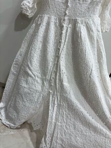 Chic White Broderie Anglaise Midi Dress