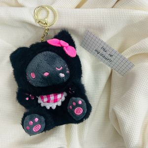 Cute Black Cat Plush Keychain