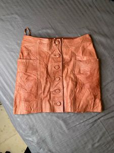 Brown leather skirt