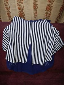 New Striped Embroidered Tunic Top