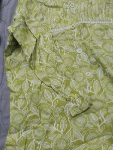 Green Floral Print Kurta