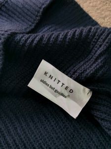 Blue V-Neck Striped Sleeveless Sweater Vest