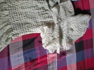 Light Green Lace Blouse with Bow