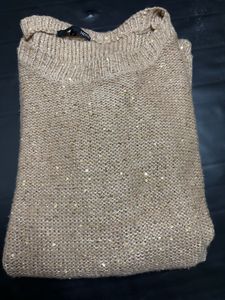 Sparkly Tan Knit Sweater