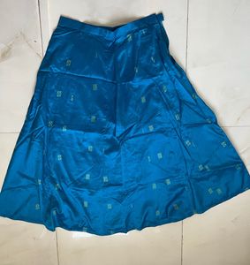 Turquoise blue Silk Skirt with Dupatta