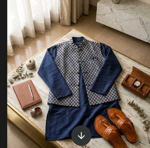 Blue Solid kurta Pyjama