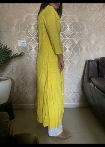 Cotton Yellow KURTA with White Plazo